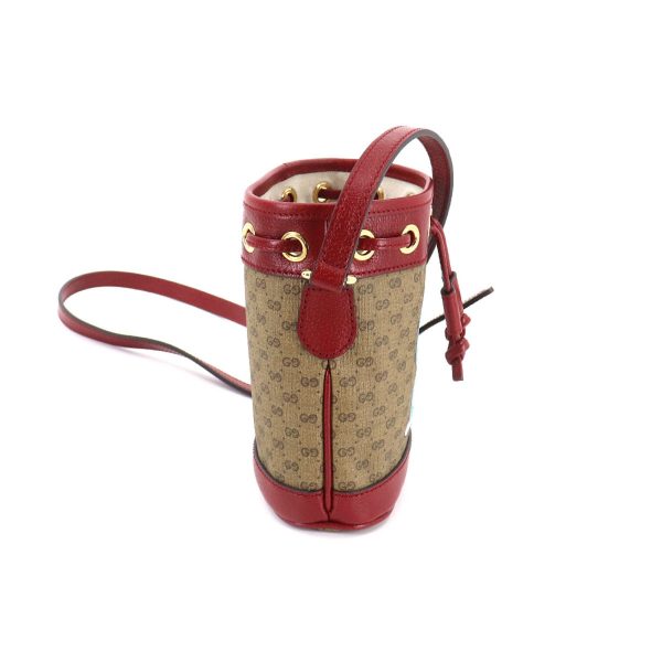 Gucci Doraemon Mini GG Supreme Bucket Bag Shoulder Brown Cherry Red 647801 Discount