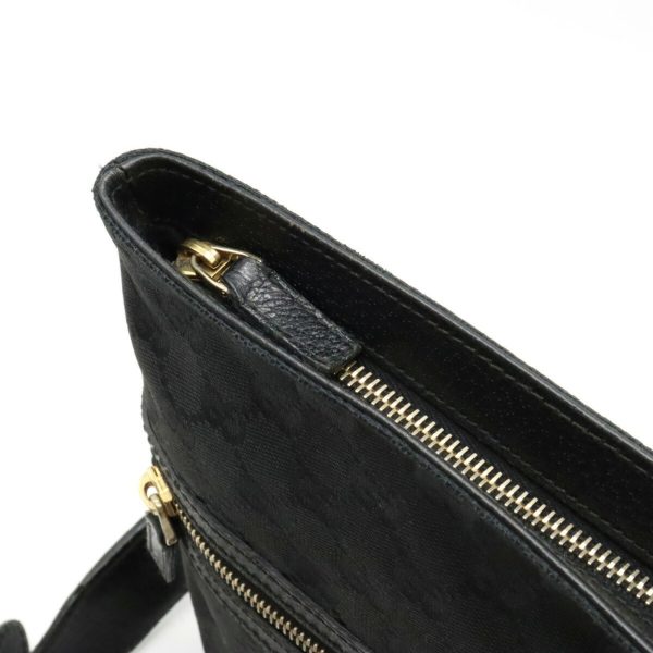 GUCCI GG Canvas Horsebit Shoulder Bag Leather Black 145809 For Discount