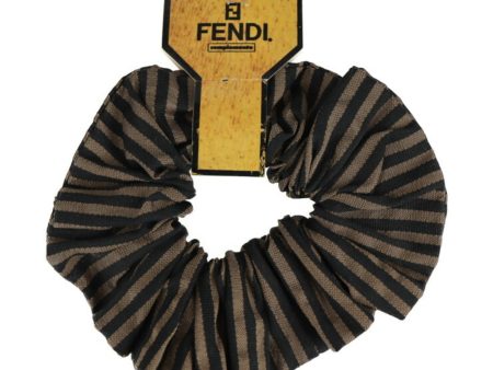 FENDI Scrunchie Pecan Other Fashion Goods Canvas Brown Black Hair Accessories Wraps Elastics For Sale