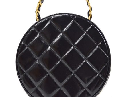 CHANEL * 1994-1996 Chain Vanity Round Hand Bag Black For Discount