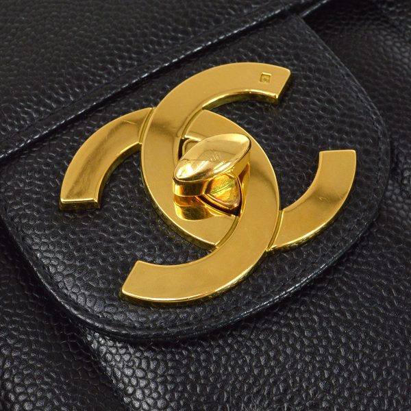 Chanel * 1994-1996 Black Caviar Jumbo Vertical Stith Classic Flap For Sale