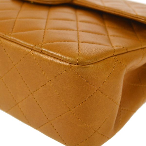 Chanel 1989-1991 Tall Classic Double Flap Medium Camel Lambskin Sale