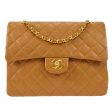 Chanel 1989-1991 Tall Classic Double Flap Medium Camel Lambskin Sale