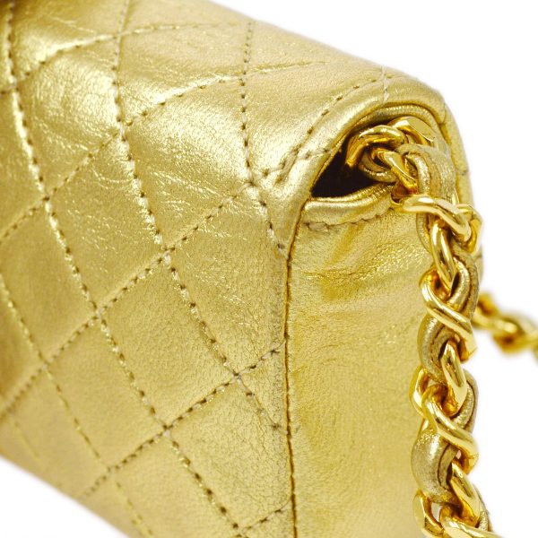 Chanel 1989-1991 Gold Lambskin Micro Classic Flap Shoulder Bag For Cheap