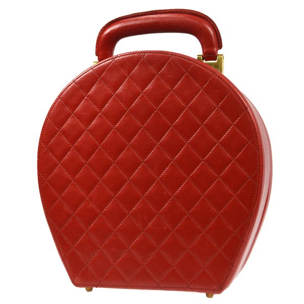 CHANEL 1986-1988 Red Lambskin Vanity handbag on Sale