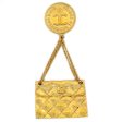 CHANEL 1993 Bag Brooch Pin Gold 93P Fashion