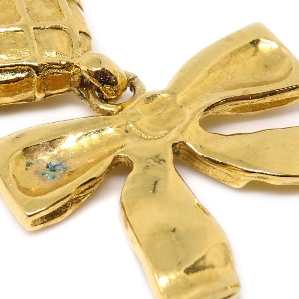 Chanel 1980s Dangle Bow Earrings Clip-On Gold For Sale