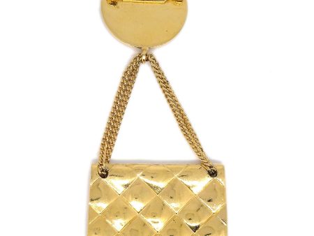 Chanel 1991 Quilted Bag Motif Brooch Pin Gold Online