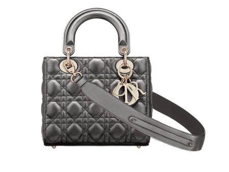 Christian  Dior Bag Metallic Gunmetal Cannage Calfskin Online Sale