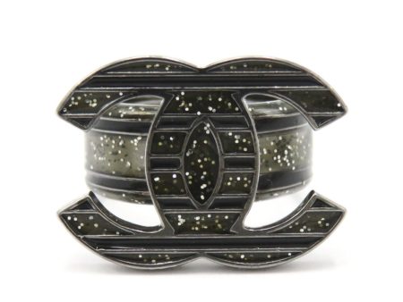 CHANEL 10C ring Ring Black Metal   Rhinestone Black Cheap