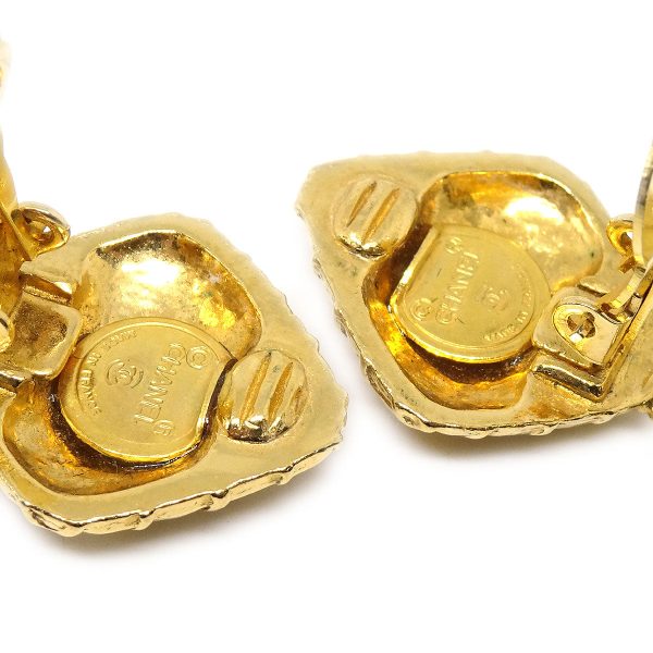 Chanel 1980s Dangle Bow Earrings Clip-On Gold For Sale