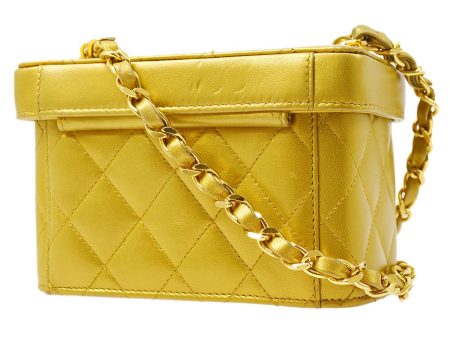 CHANEL 1991-1994 Gold Lambskin Vanity Shoulder Bag For Cheap