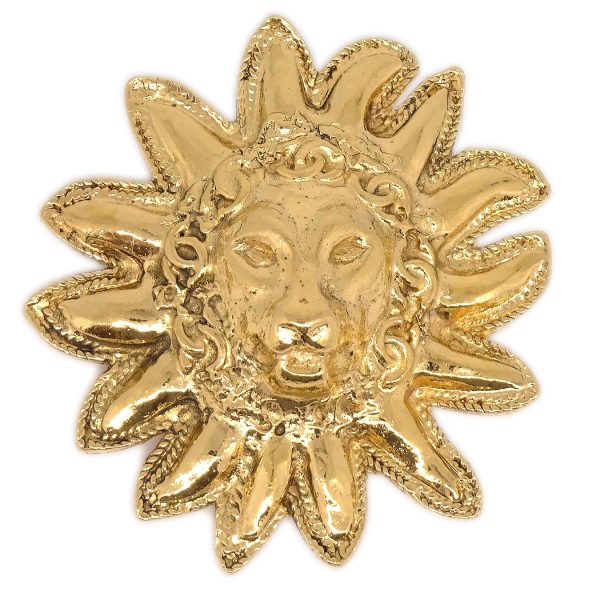 CHANEL 1986-1994 Lion Brooch Pin Gold on Sale