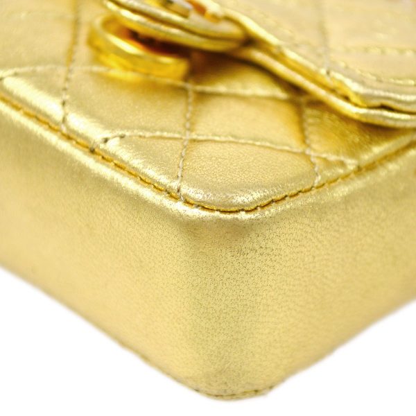 Chanel 1989-1991 Gold Lambskin Micro Classic Flap Shoulder Bag For Cheap