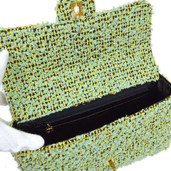 CHANEL * 1994 Classic Flap Handbag Medium Green Tweed Online