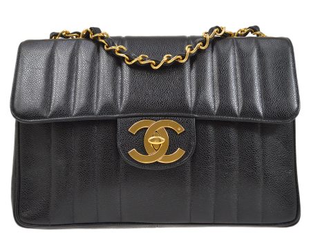 CHANEL 1991-1994 Big CC Vertical Classic Flap Jumbo Black Caviar Online Sale