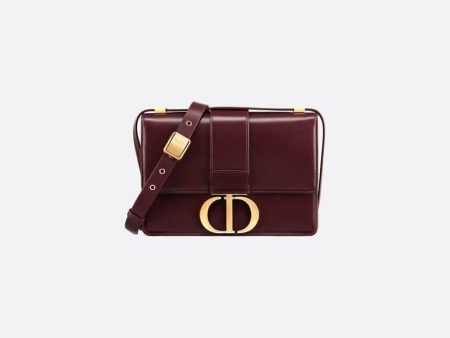 Christian Dior 30 MONTAIGNE BAG Burgundy Box Calfskin Hot on Sale