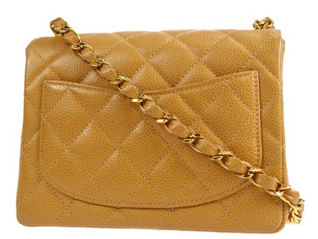 CHANEL * 2003-2004 Classic Square Flap Mini 17 Beige Caviar Hot on Sale