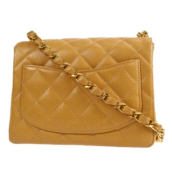 CHANEL * 2003-2004 Classic Square Flap Mini 17 Beige Caviar Hot on Sale