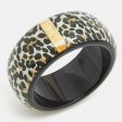 DIOR Black Resin Acrylic Leopard Printed Bangle Bracelet Discount