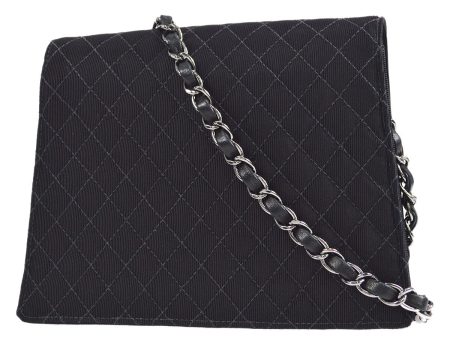 CHANEL * 2005 Emblem Shoulder Bag Mini Black Canvas Sale