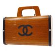 CHANEL Cosmetic Vanity Hand Bag Box Brown Wooden For Sale