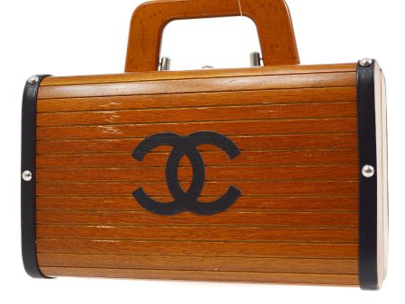 CHANEL Cosmetic Vanity Hand Bag Box Brown Wooden For Sale