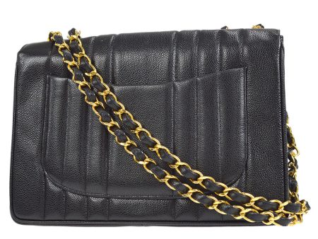 Chanel 1991-1994 Vertical Classic Flap Jumbo Black Caviar Cheap