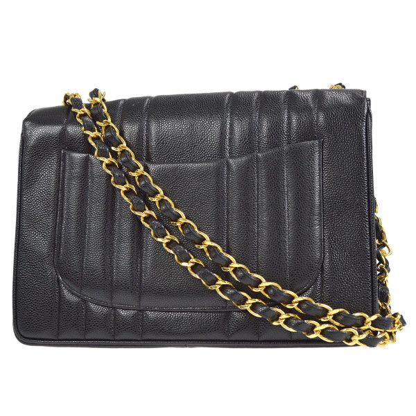 Chanel 1991-1994 Vertical Classic Flap Jumbo Black Caviar Cheap