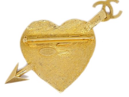 Chanel 1993 Gold Graffiti Heart Arrow Brooch Sale