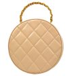 CHANEL * 1995 Round Cosmetic Chain vanity Hand Bag Beige Cheap