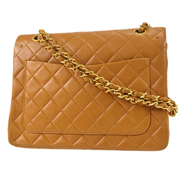 Chanel 1989-1991 Tall Classic Double Flap Medium Camel Lambskin Sale