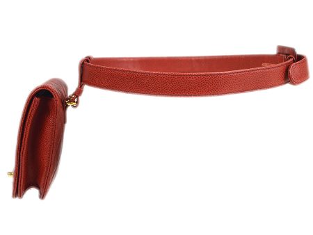 CHANEL 1989-1991 Bum Belt Bag Red Caviar Skin #75 Online