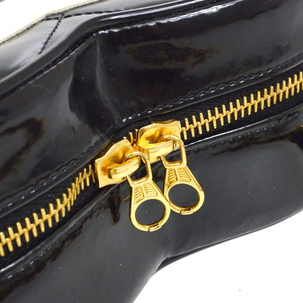 CHANEL * 1995-1996 Black Patent Leather Heart Top Handle Bag on Sale