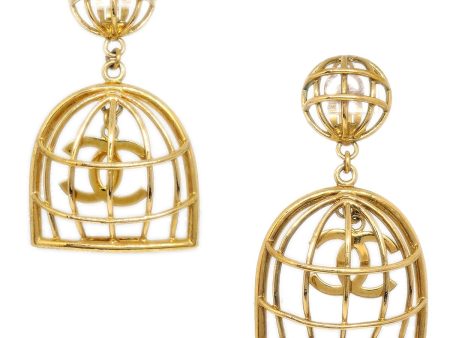 CHANEL 1994 Birdcage Earrings Gold 29 For Sale