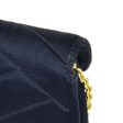 CHANEL 1991-1994 Navy Satin Diagonal Crystal & Gold CC Evening Bag Discount