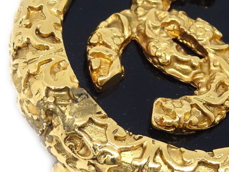 CHANEL 1993 Brooch Pin Gold Black Online Sale