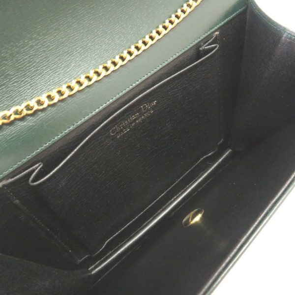 Christian Dior 2way chain CD metal fittings leather green shoulder bag clutch Supply