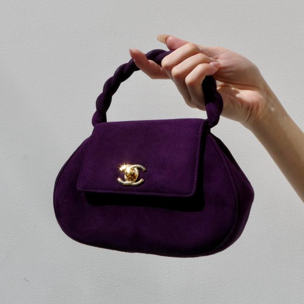 CHANEL * 1996-1997 Handbag Purple Suede Online Sale