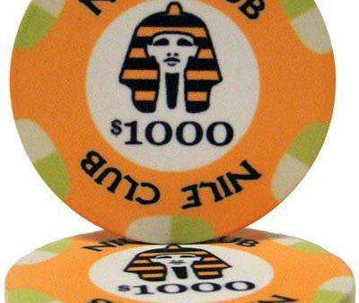 Roll of 25 - $1000 Nile Club 10 Gram Ceramic Poker Chip For Cheap