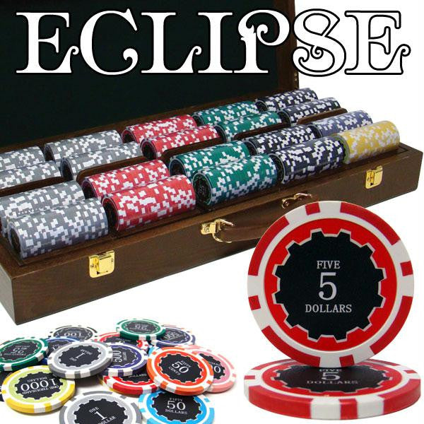 500 Ct Custom Breakout Eclipse 14G Poker Chip Set - Walnut Hot on Sale