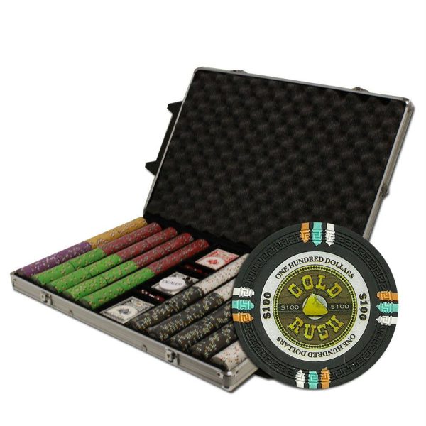 1000Ct Claysmith Gaming  Gold Rush  Chip Set in Rolling Case For Sale