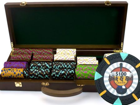 500Ct Claysmith Gaming  Rock & Roll  Chip Set in Walnut For Cheap