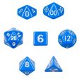 7 Die Polyhedral Dice Set  in Velvet Pouch- Opaque Blue Online now