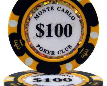 $100 Monte Carlo 14 Gram Poker Chips For Sale