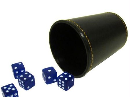 5 Blue 16mm Dice with Synthetic Leather Cup For Sale