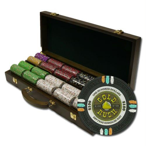 500Ct Claysmith Gaming  Gold Rush  Chip Set in Walnut Case For Sale