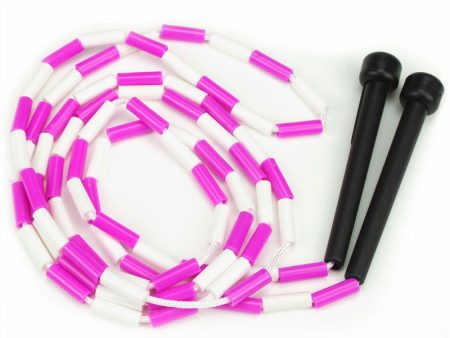 Pink and White 7-foot jump rope with plastic segmentation Online Hot Sale