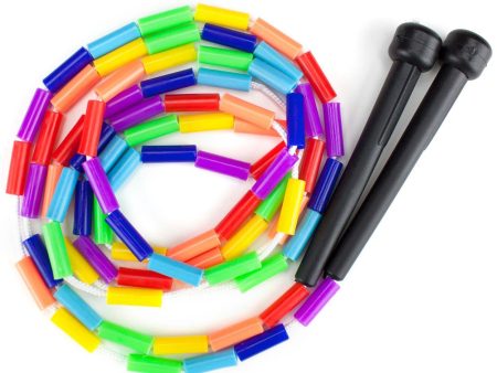 Rainbow 7-foot jump rope with plastic beaded segmentation Online Hot Sale