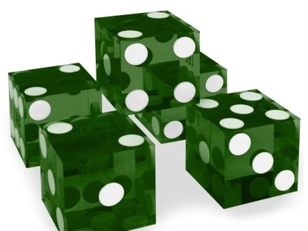 (5) New Green 19mm Grd A Precision Dice w-Matching Serial #s Cheap